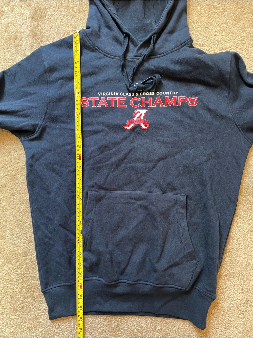 Albemarle Virginia Cross Country State Champs Hoodie - Men’s Small Navy Blue - Picture 3 of 4